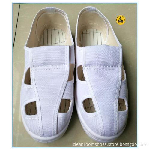high quality white color canvas upper pvc outsole 4-hole cleanroom ESD shoes